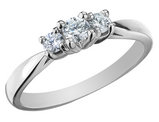 1/4 Carat (ctw) Diamond Three Stone Anniversary Ring in 10K White Gold